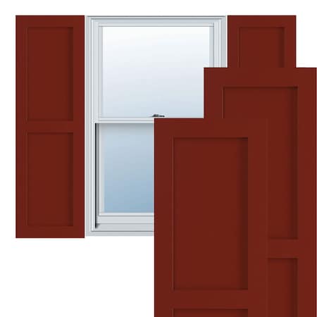 True Fit PVC Two Equal Flat Panel Shutters, Pepper Red, 18W X 80H